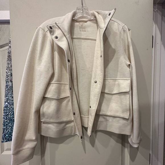Calia by Carrie Underwood Zip/Button Up Cargo Jacket, Size Medium, Cream Colored - Picture 2 of 2